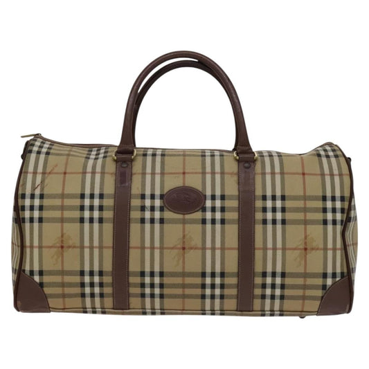 Burberry Convertible Weekend Duffle Bag Haymarket Coated Canvas, BEIGE, CANVAS, Travel bag
