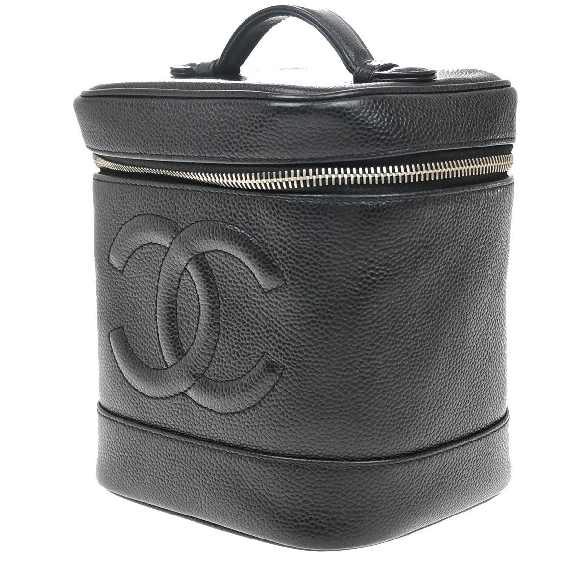 Chanel Vintage Timeless Cosmetic Case Caviar, BLACK, LEATHER, Clutche & pouche