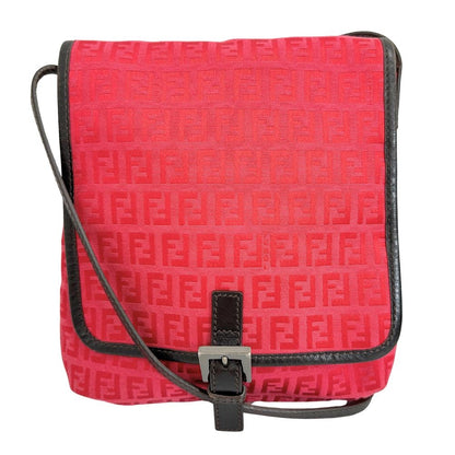 Fendi Flap Crossbody Bag Zucca Canvas, RED, CANVAS, Shoulder bag