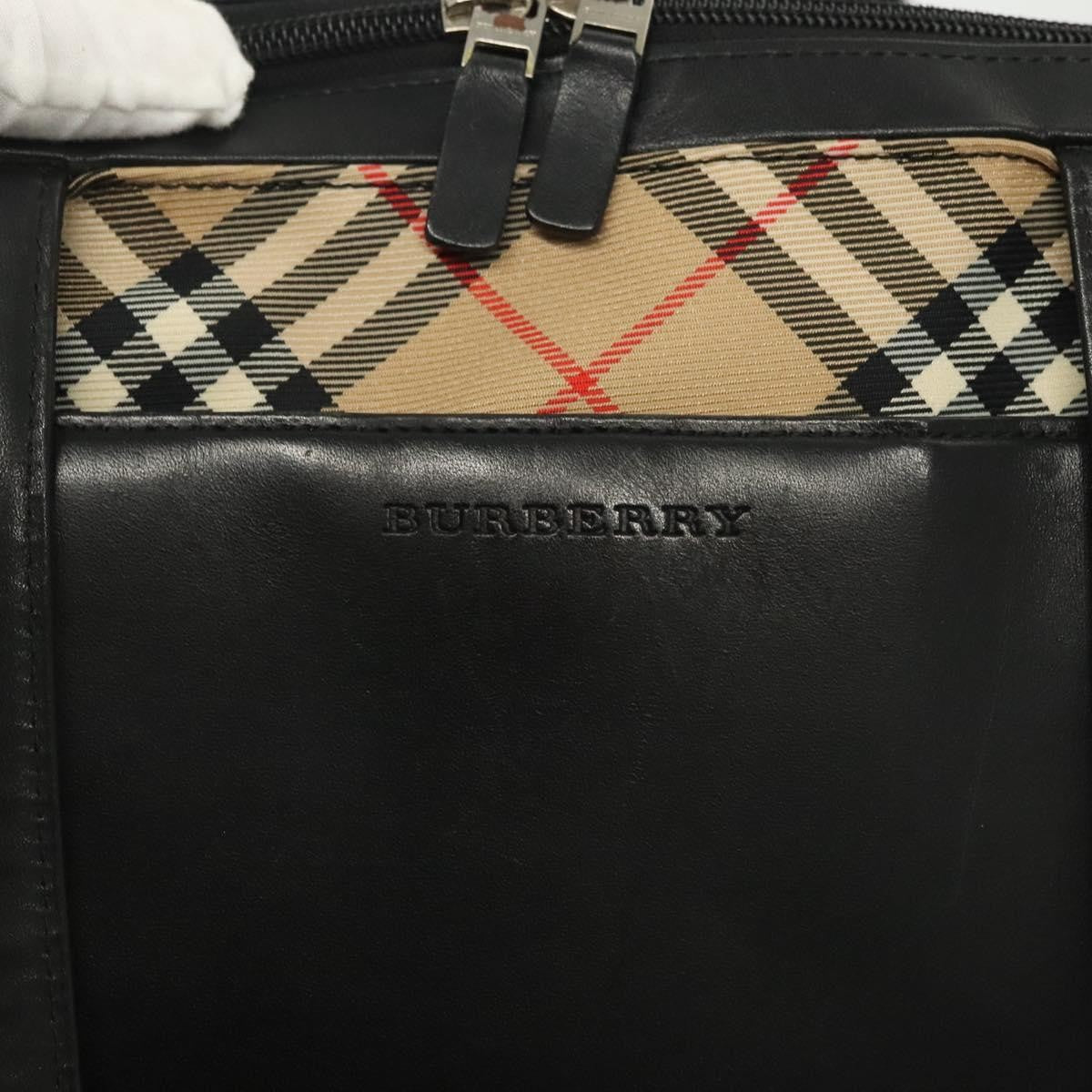Burberry Nova Check Handbag Leather and Nylon, BLACK, LEATHER, Handbag
