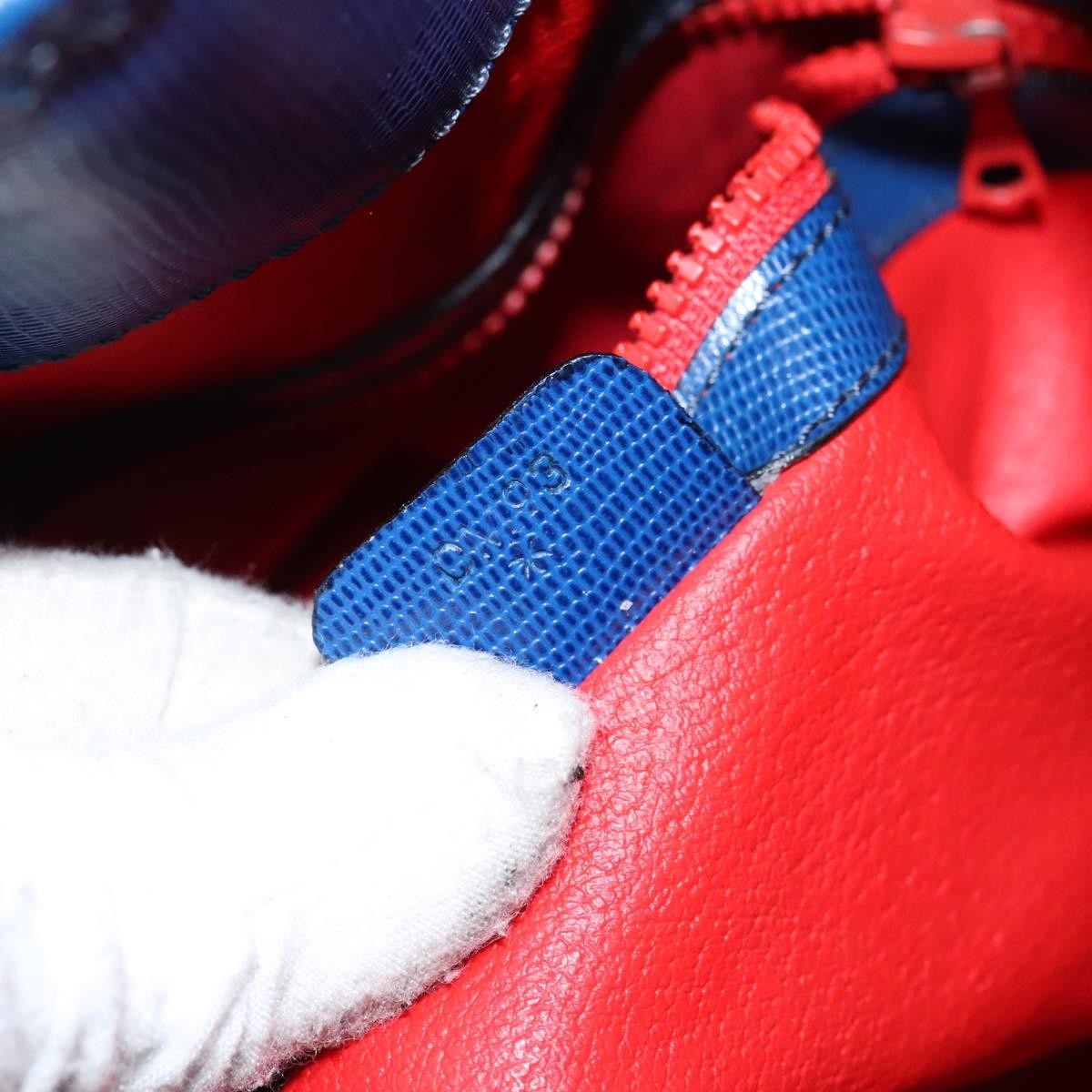 Celine Circle logo Leather, BLUE, LEATHER, Shoulder bag