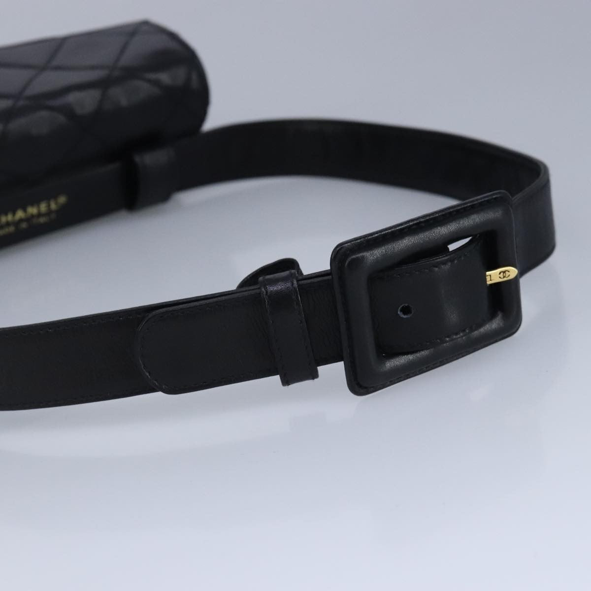 Chanel Vintage CC Flap Waist Bag Quilted Leather, BLACK, LEATHER, Clutche & pouche