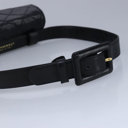 Chanel Vintage CC Flap Waist Bag Quilted Leather, BLACK, LEATHER, Clutche & pouche