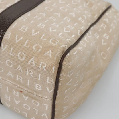 Bvlgari B.Zero1 Logomania Bag Canvas with Leather, Beige, Canvas, Tote Bag
