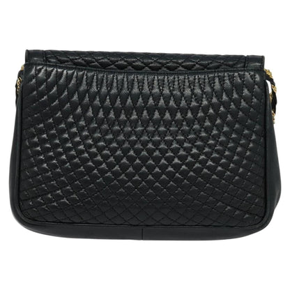 Bally Vintage Chain Shoulder Bag Quilted Leather, Navy, Leather, Shoulder Bag