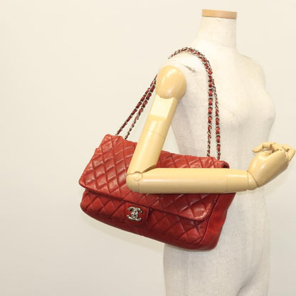 Chanel Now and Forever Flap Bag Quilted Lambskin, RED, LEATHER, Shoulder bag