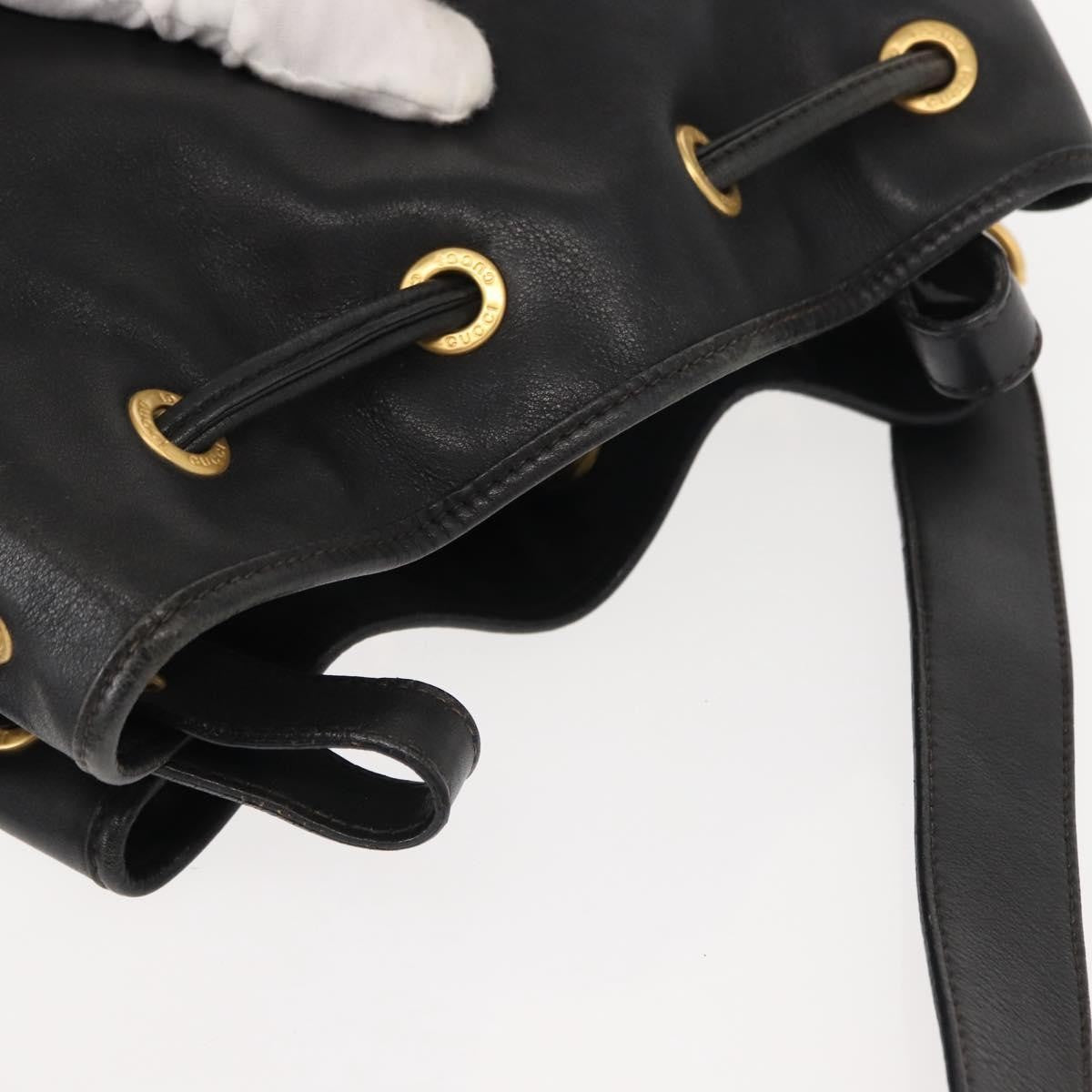 Gucci Vintage Drawstring Shoulder Bag Leather, BLACK, LEATHER, Shoulder bag