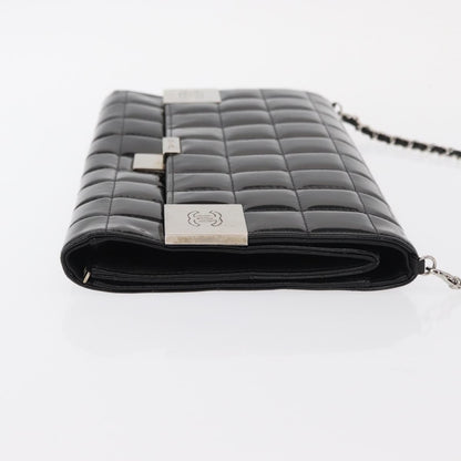 Chanel Chocolate Bar Chain Clutch Quilted Patent, BLACK, PATENT_LEATHER, Clutche & pouche