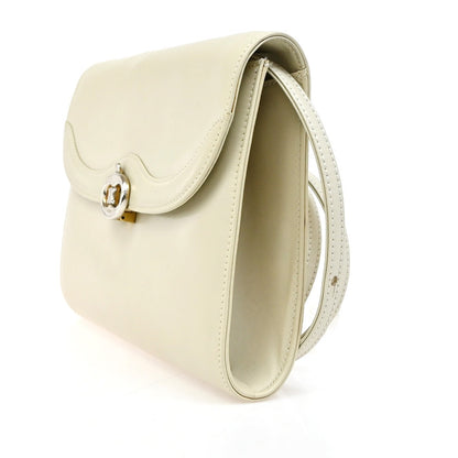 Celine Vintage Triomphe Flap Bag Leather, WHITE, LEATHER, Shoulder bag