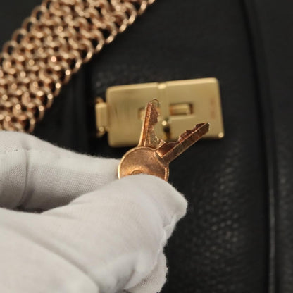 Prada Vintage Chain Flap Shoulder Bag Leather, BLACK, LEATHER, Shoulder bag