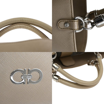Salvatore Ferragamo Gancini handbag Leather, BEIGE, LEATHER, Handbag