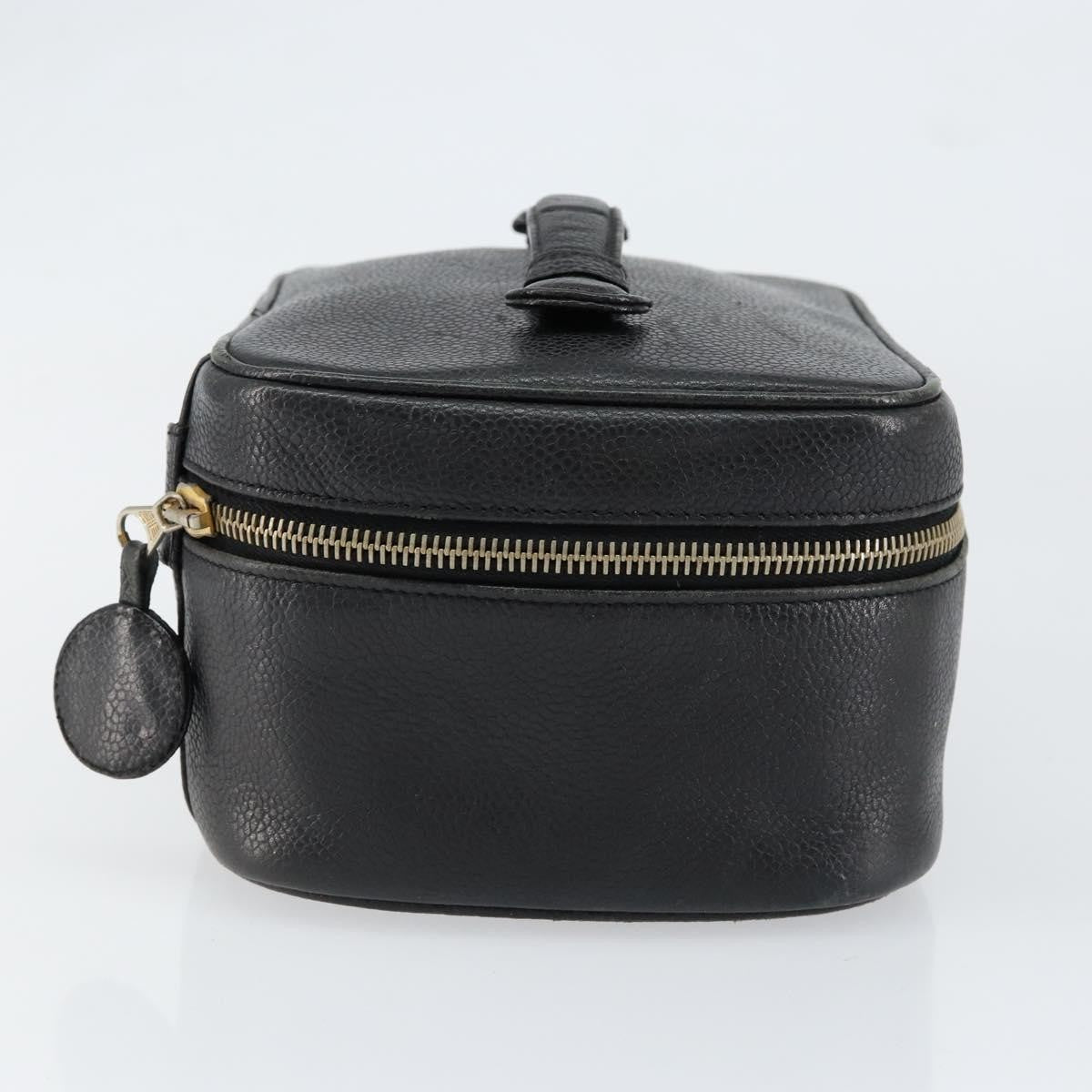 Chanel Vintage Cosmetic Case Leather, BLACK, LEATHER, Clutche & pouche