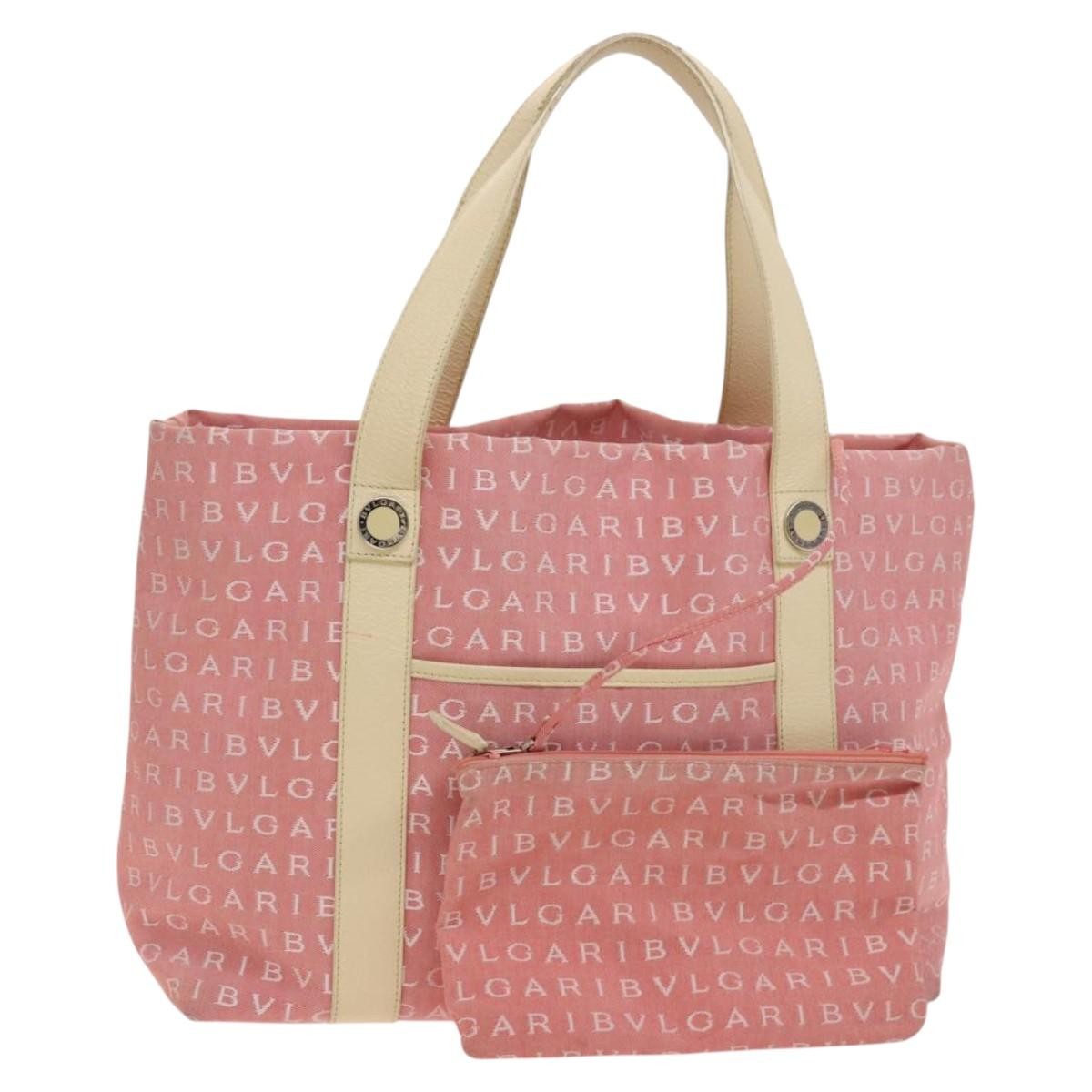 Bvlgari B.Zero1 Logomania Bag Canvas with Leather, PINK, CANVAS, Tote bag