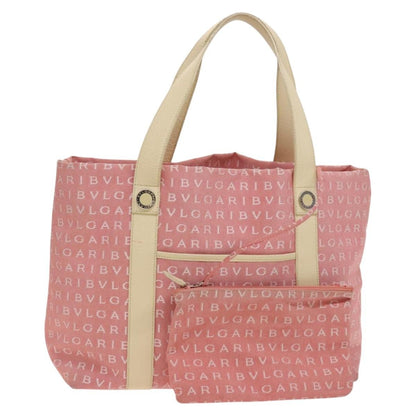 Bvlgari B.Zero1 Logomania Bag Canvas with Leather, PINK, CANVAS, Tote bag