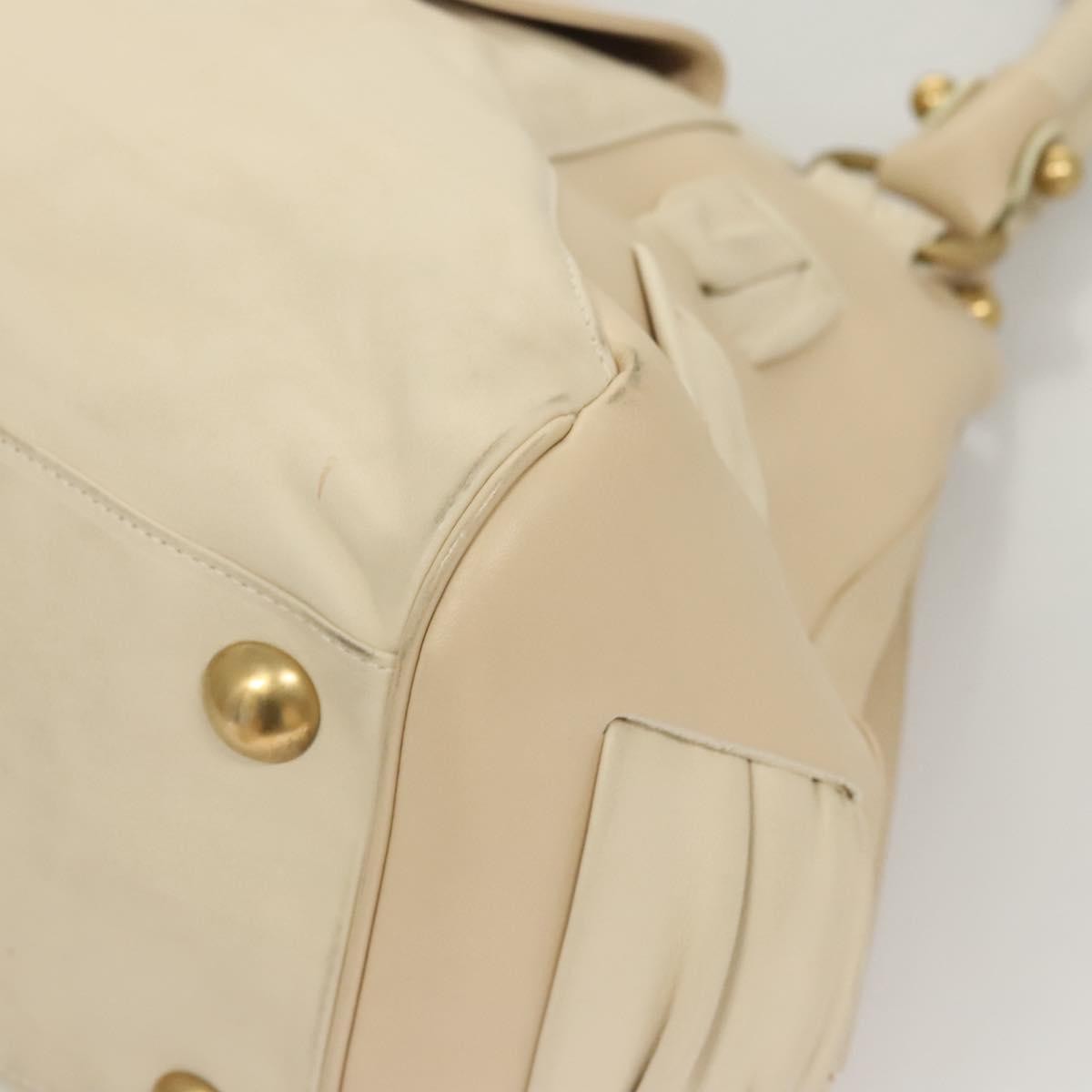 Salvatore Ferragamo Gancini Shoulder Bag Leather, WHITE, LEATHER, Handbag