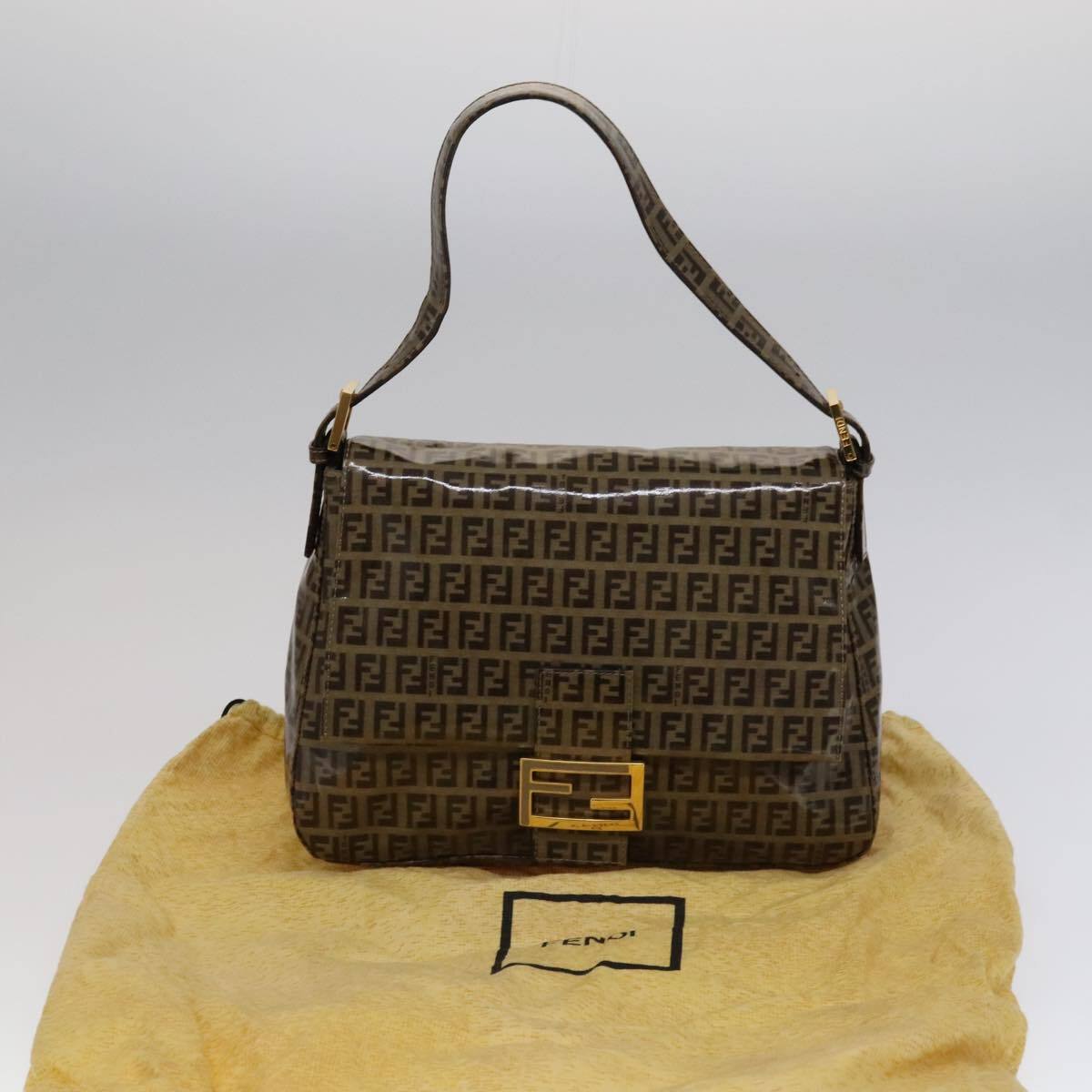 Fendi Mamma Baguette Zucca canvas, BROWN, CANVAS, Handbag