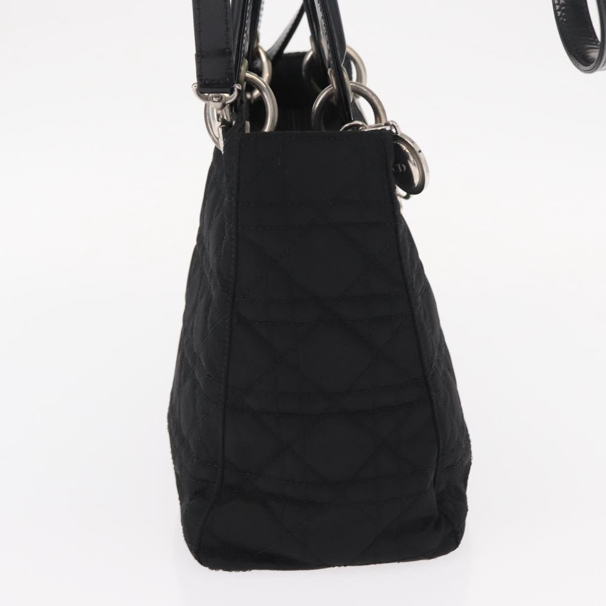 Christian Dior Vintage Lady Dior Bag Cannage Quilt Nylon, BLACK, NYLON, Handbag