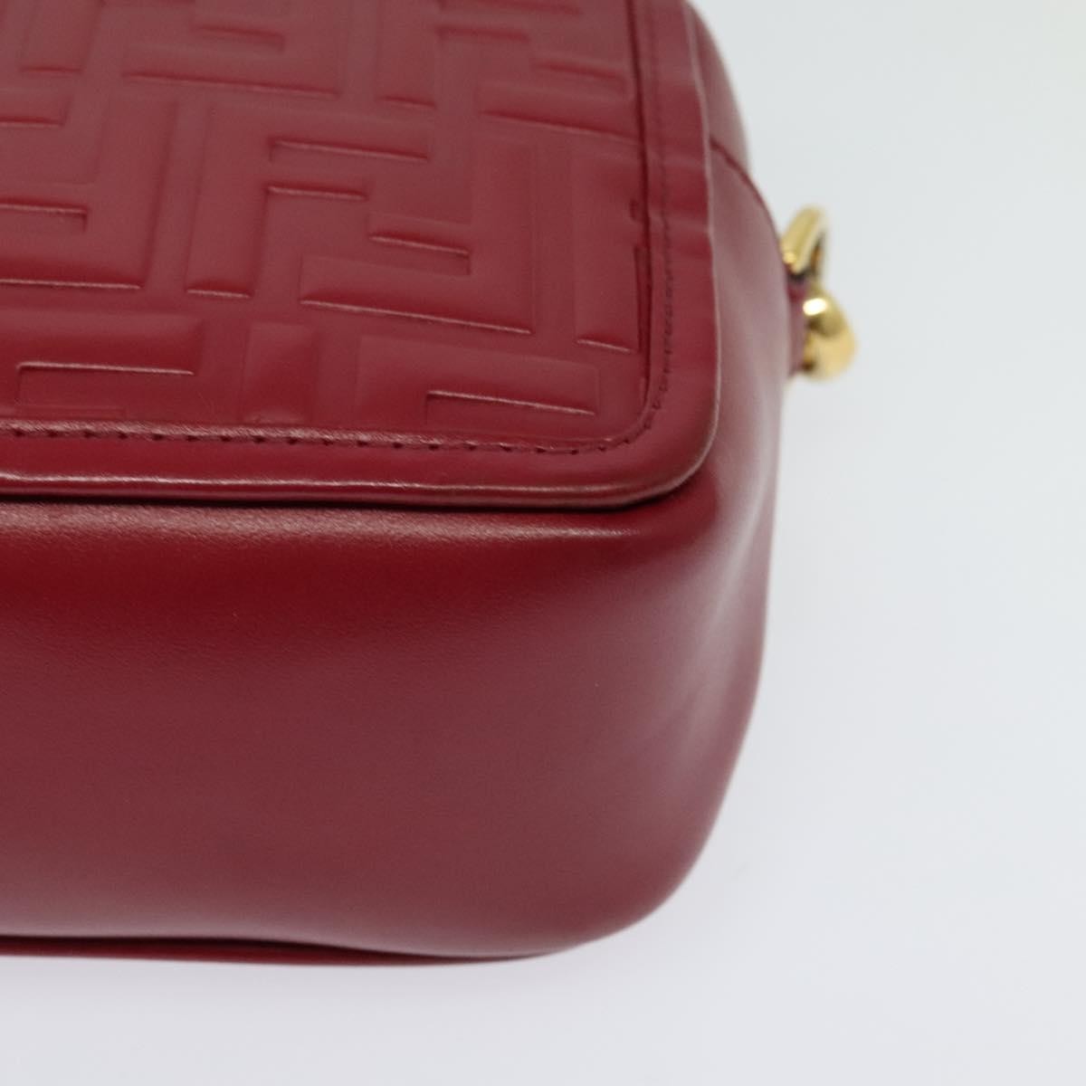 Fendi Camera Bag Zucca Embossed Leather, RED, LEATHER, Shoulder bag