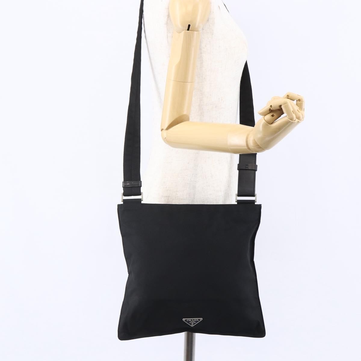 Prada Flat Messenger Bag Tessuto, BLACK, NYLON, Shoulder bag