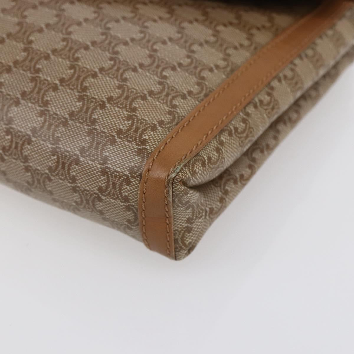 Celine Vintage Macadam Shoulder Bag Canvas and Leather, BEIGE, CANVAS, Shoulder bag