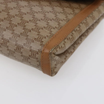 Celine Vintage Macadam Shoulder Bag Canvas and Leather, BEIGE, CANVAS, Shoulder bag