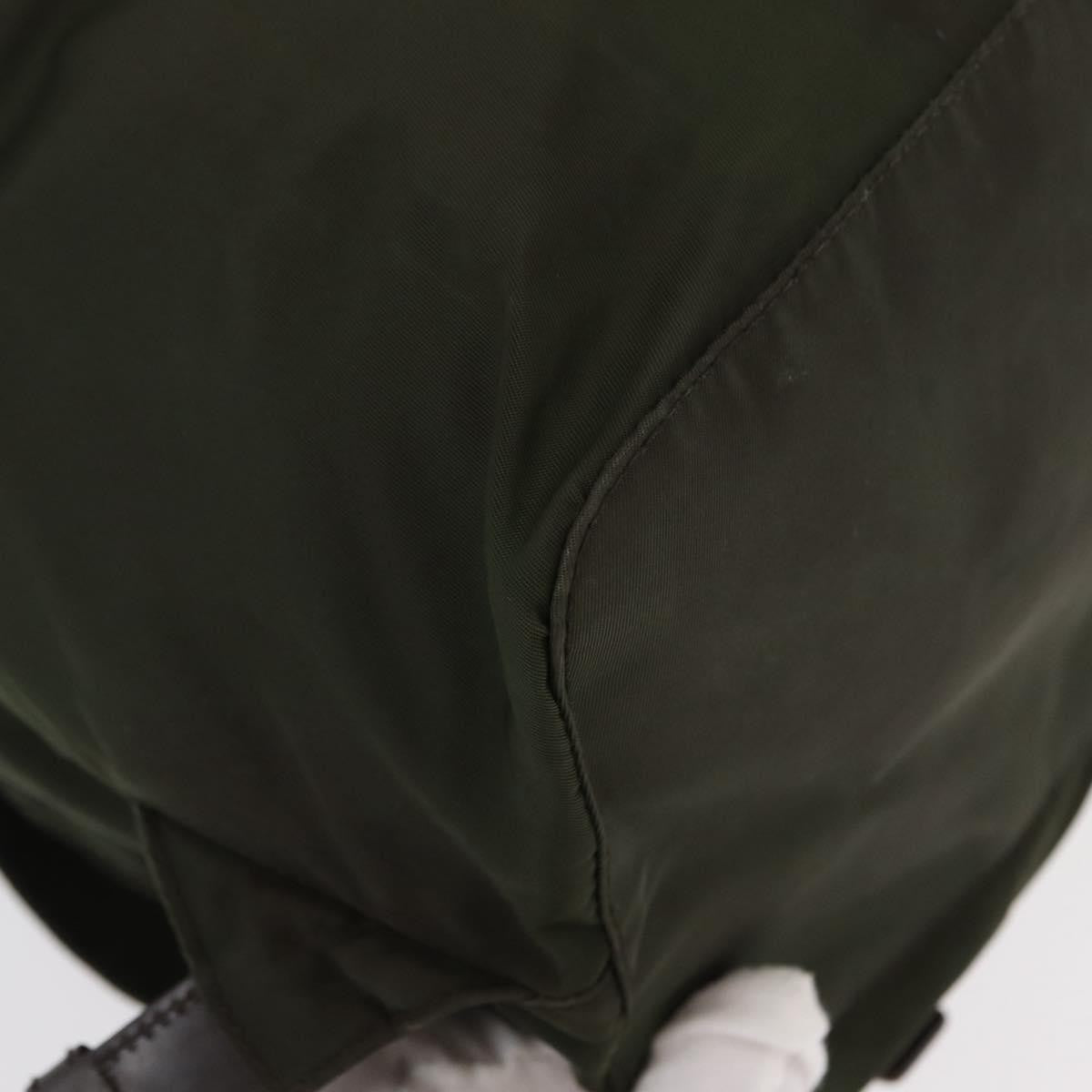 Prada Vela Double Front Pocket Backpack Tessuto with Saffiano Leather, KHAKI, NYLON, Backpack