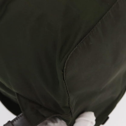 Prada Vela Double Front Pocket Backpack Tessuto with Saffiano Leather, KHAKI, NYLON, Backpack