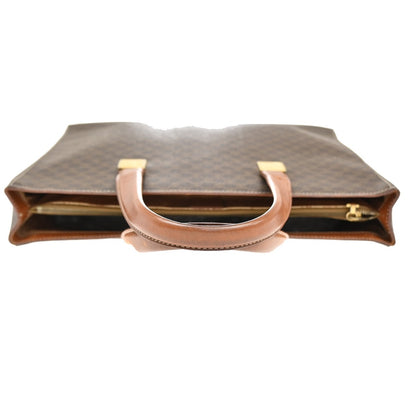 Celine Vintage Macadam Handbag Leather, BROWN, PVC, Handbag