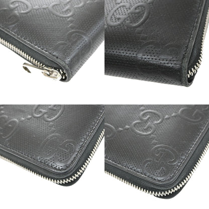 Gucci Signature Zip Around Wallet Guccissima Leather, BLACK, LEATHER, Wallets
