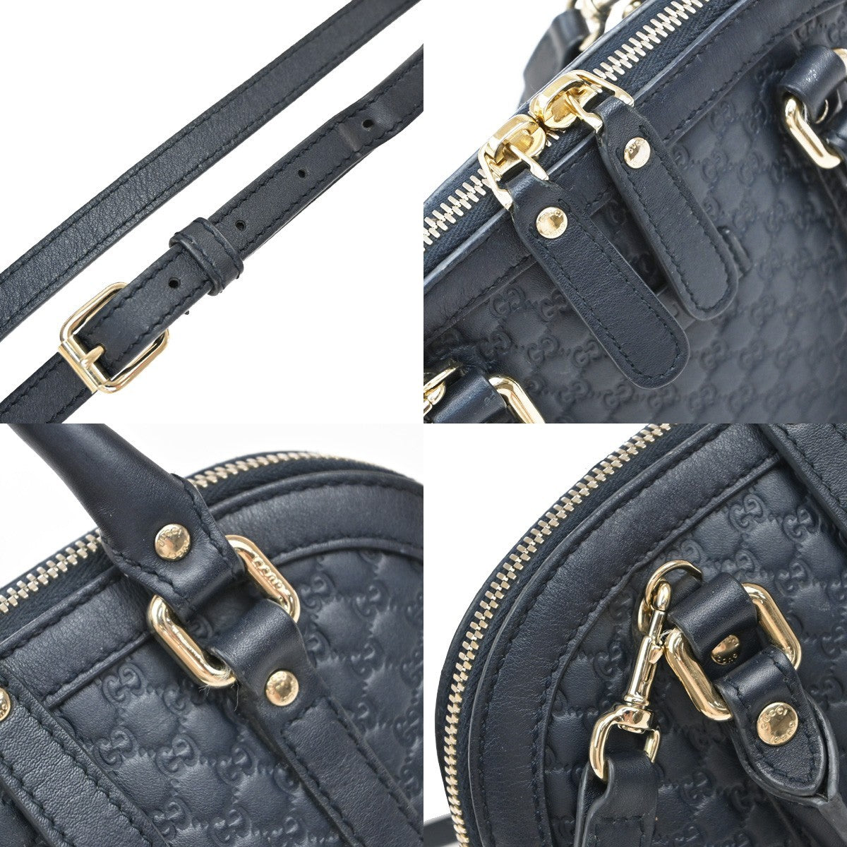Gucci Convertible Dome Satchel Microguccissima Leather, NAVY, LEATHER, Handbag