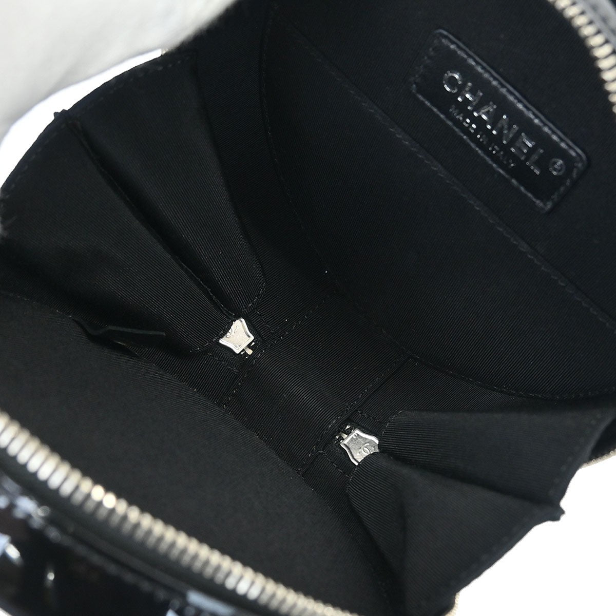 Chanel Evening On The Moon Round Evening Bag Glittered PVC with Patent, SILVER, PATENT_LEATHER, Shoulder bag