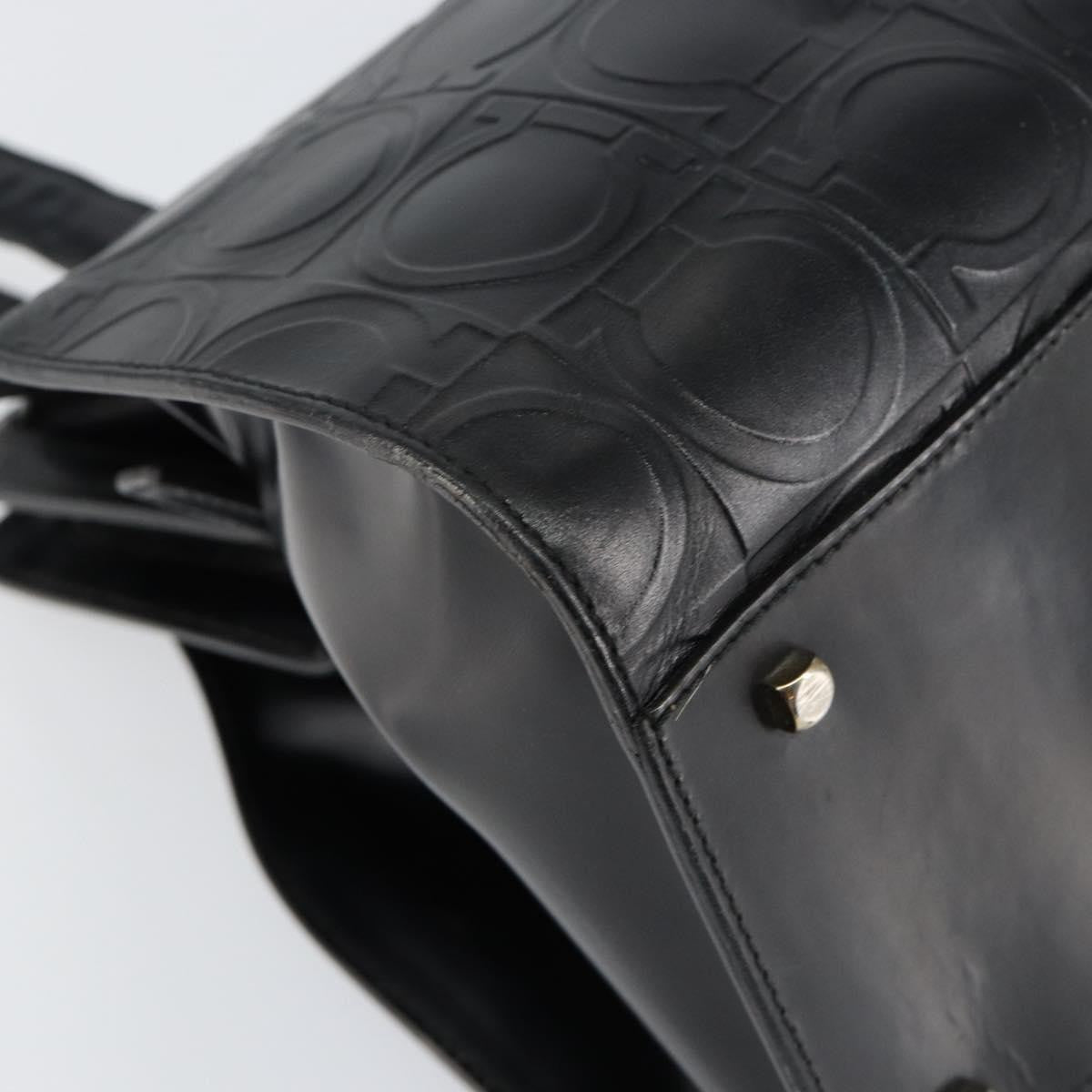 Salvatore Ferragamo Gancini Tote Leather, BLACK, LEATHER, Tote bag