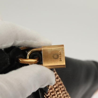 Prada Vintage Chain Flap Shoulder Bag Leather, BLACK, LEATHER, Shoulder bag