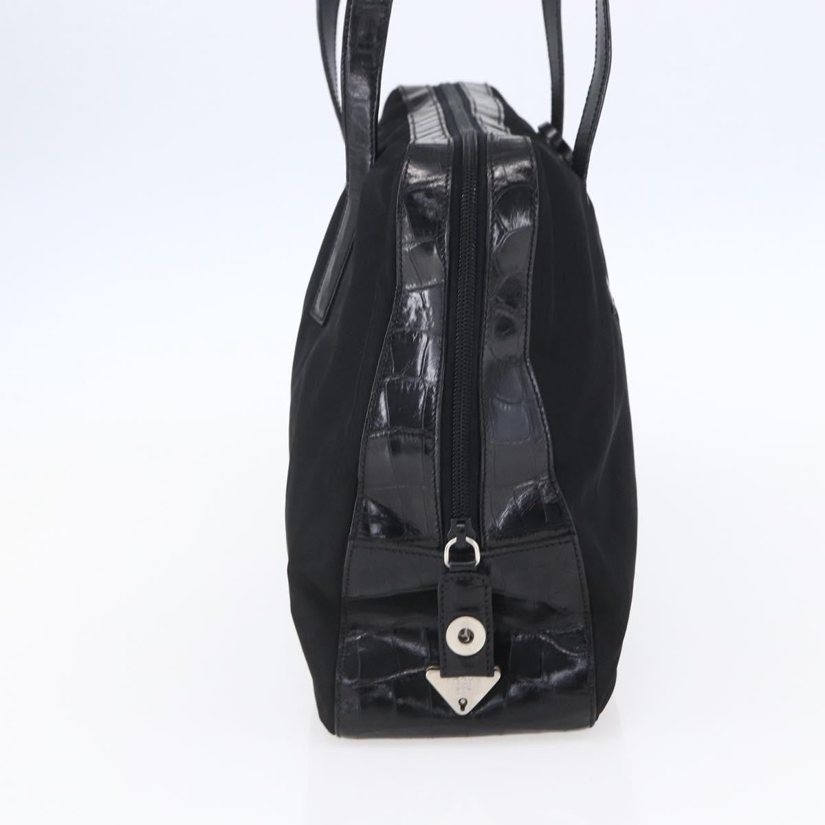 Prada Vintage Shoulder Bag Nylon and Leather, BLACK, NYLON, Shoulder bag
