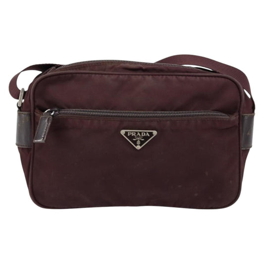 Prada Front Pocket Crossbody Bag Tessuto, BURGUNDY, NYLON, Shoulder bag