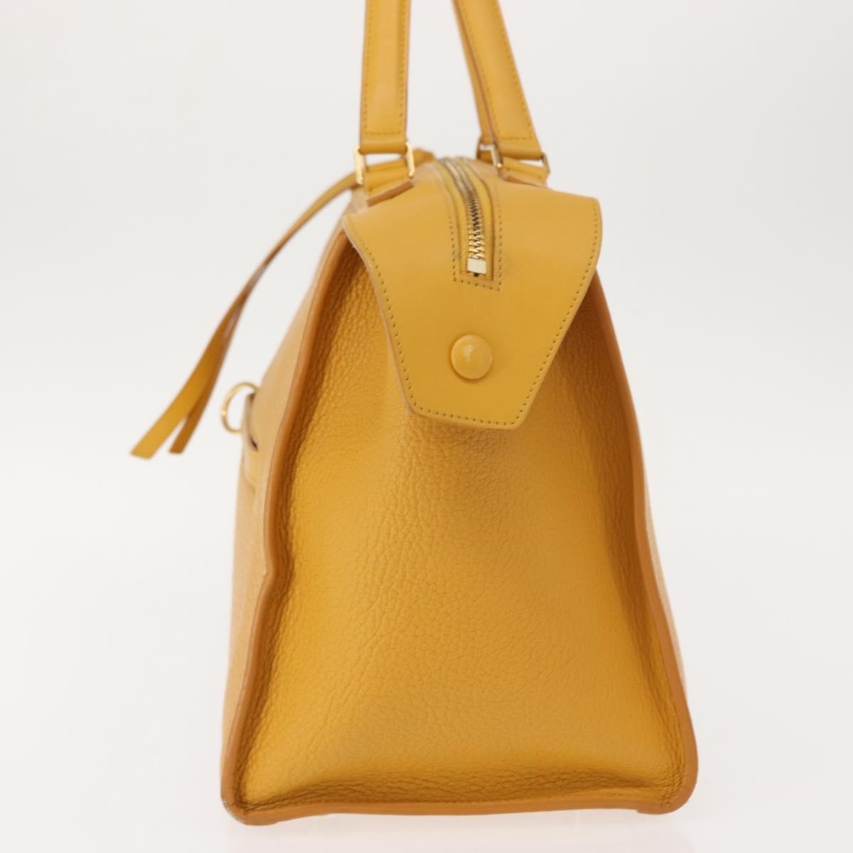 Celine Ring Bag Leather, YELLOW, LEATHER, Tote bag