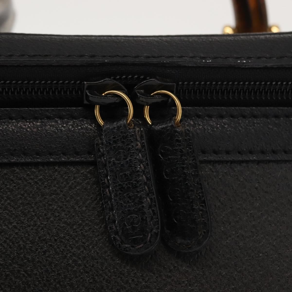 Gucci Vintage Bamboo Vanity Case Leather, NAVY, LEATHER, Handbag