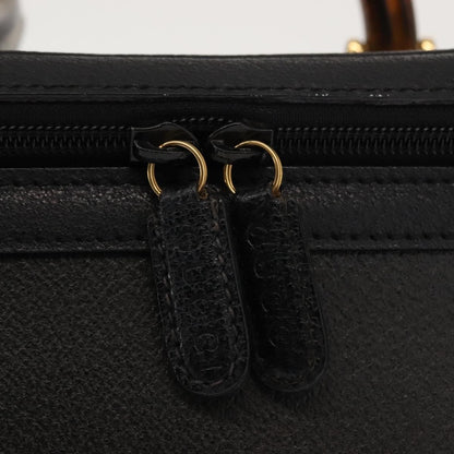 Gucci Vintage Bamboo Vanity Case Leather, NAVY, LEATHER, Handbag