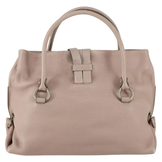 Salvatore Ferragamo Gancini Shoulder Bag Leather, BEIGE, LEATHER, Shoulder bag