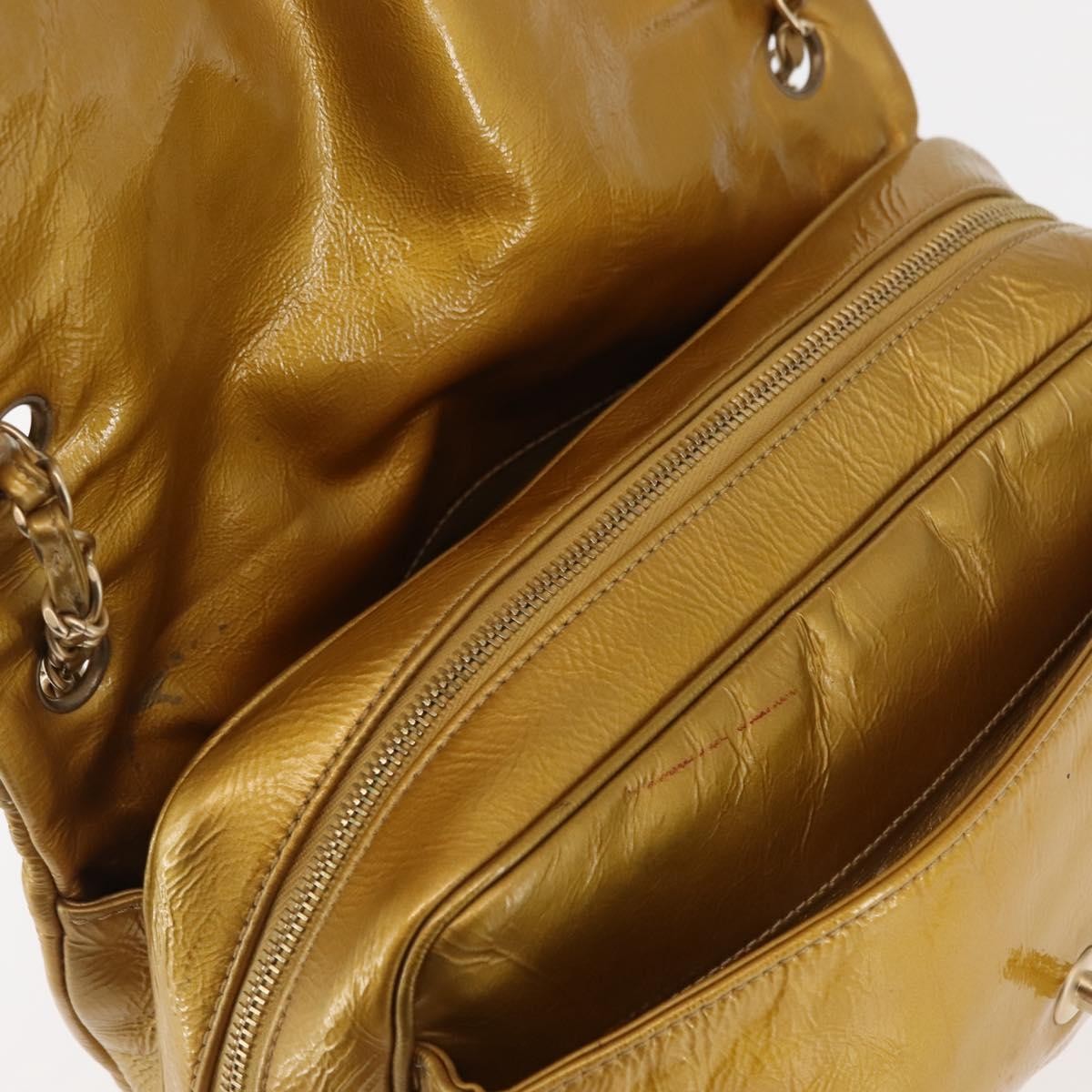 Chanel Luxe Ligne Flap Bag Patent, GOLD, LEATHER, Handbag
