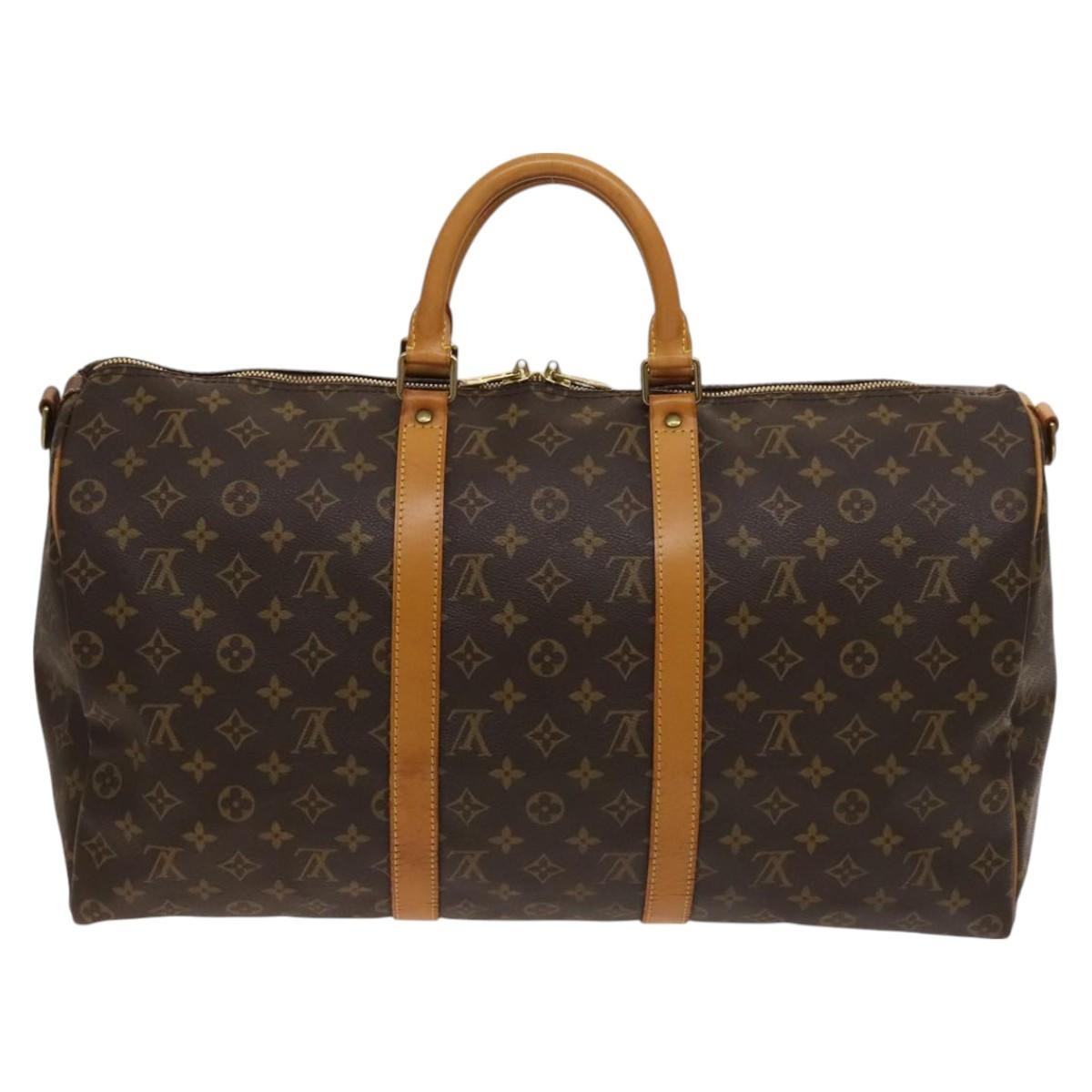 Louis Vuitton Keepall Bandouliere Bag Monogram Canvas, BROWN, CANVAS, Travel bag