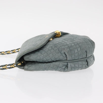 Bally Vintage Chain Shoulder Bag Quilted Suede, GRAY, SUEDE, Shoulder bag
