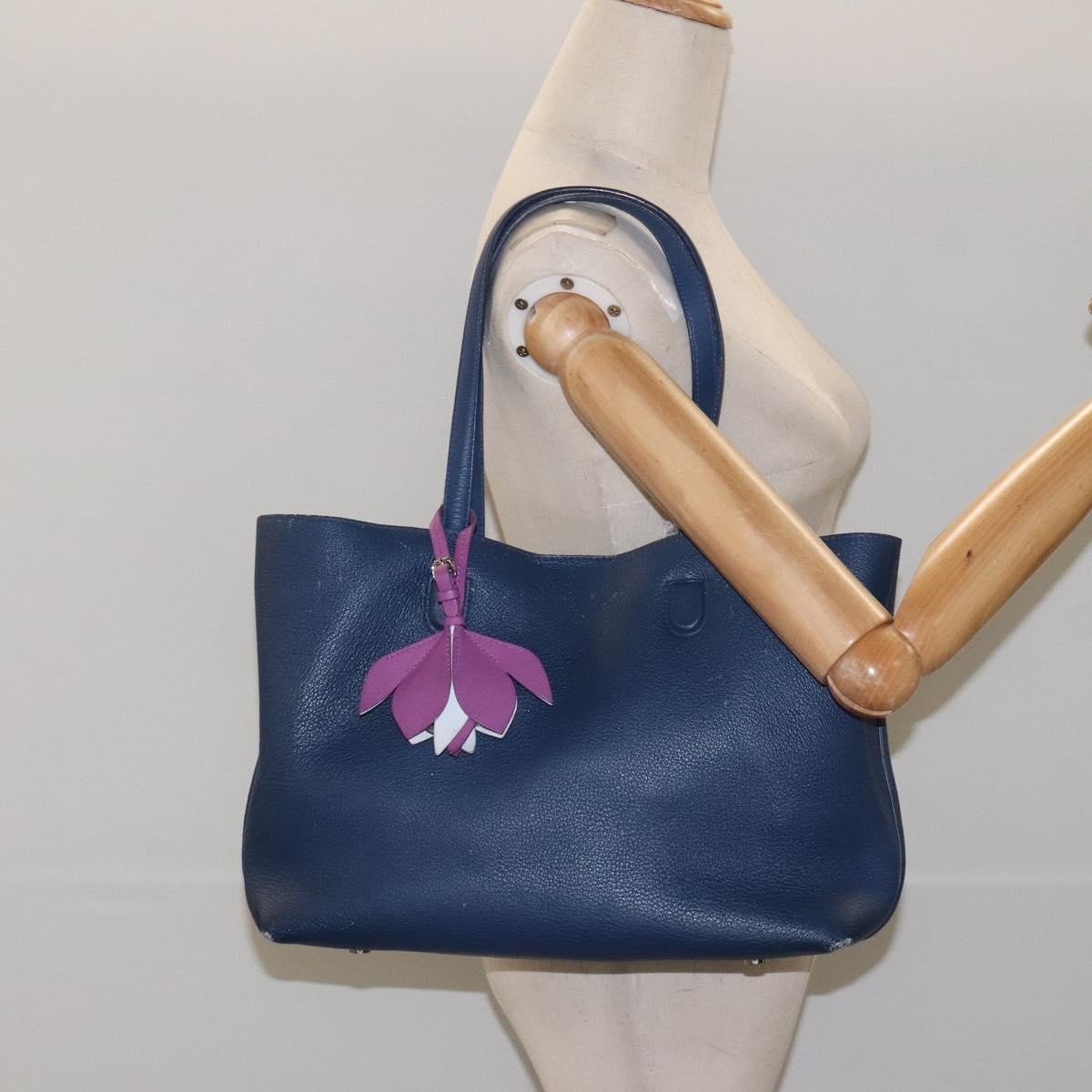 Christian Dior Blossom Handbag Leather, BLUE, LEATHER, Tote bag