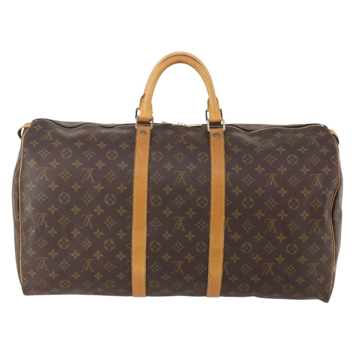 Louis Vuitton Keepall Bag Monogram Canvas, BROWN, CANVAS, Travel bag