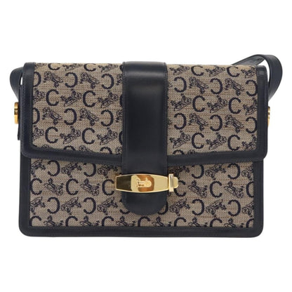 Celine C Sulky Shoulder bag Canvas and Leather, NAVY, CANVAS, Shoulder bag