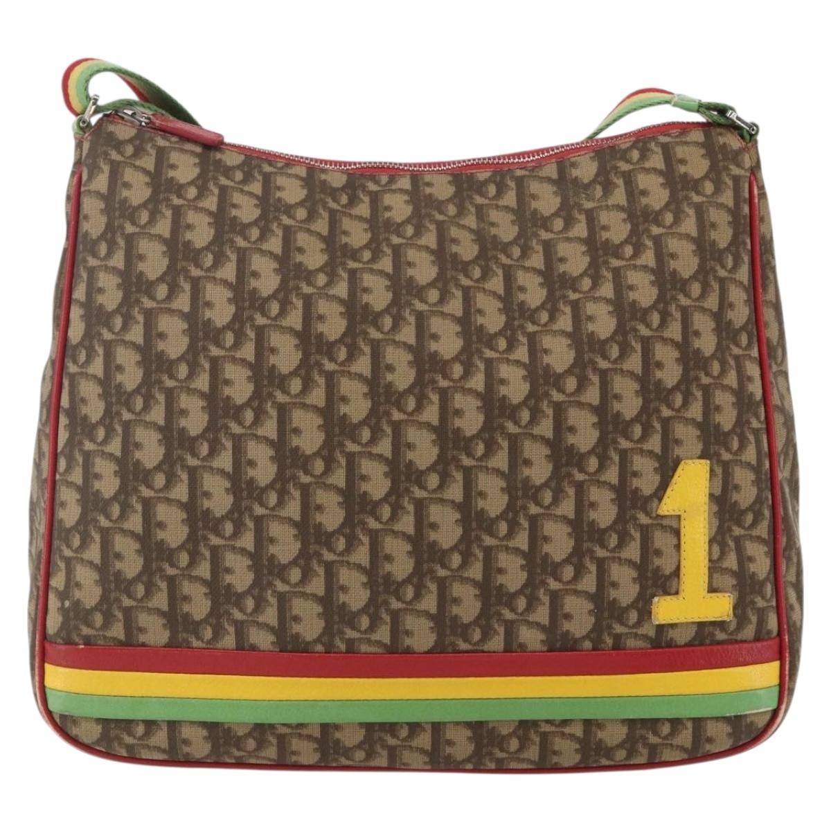Christian Dior Vintage Rasta Messenger Bag Diorissimo Coated Canvas, BROWN, PVC, Shoulder bag