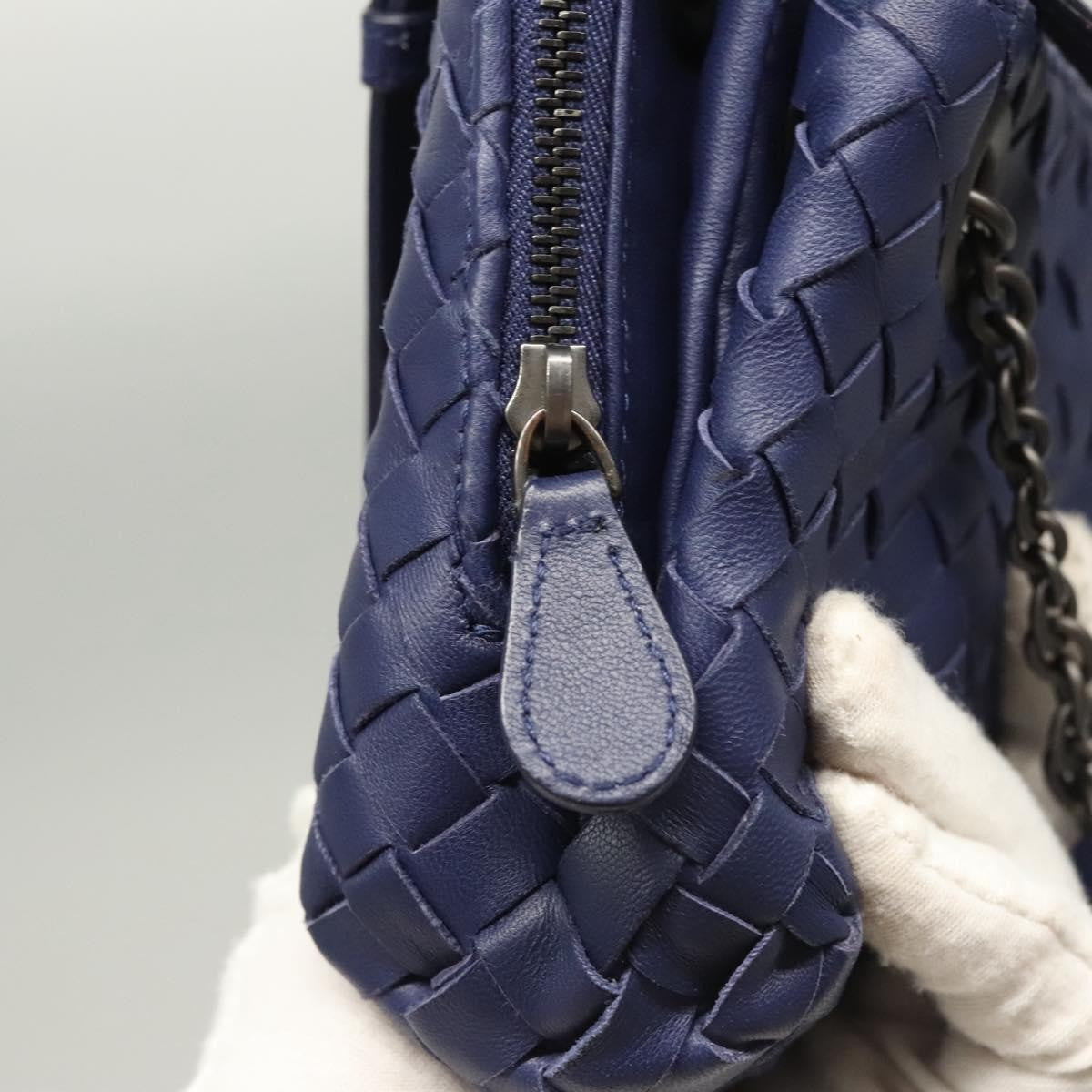 Bottega Veneta Intrecciato Leather, NAVY, LEATHER, Handbag