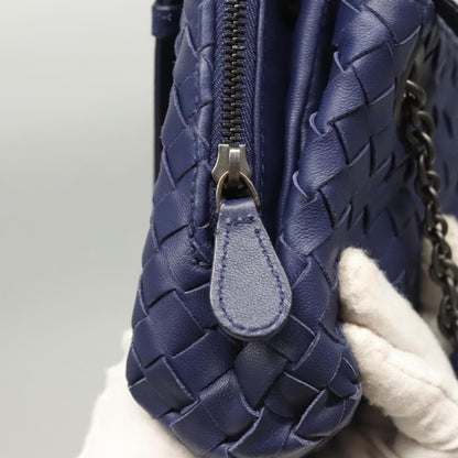 Bottega Veneta Intrecciato Leather, NAVY, LEATHER, Handbag
