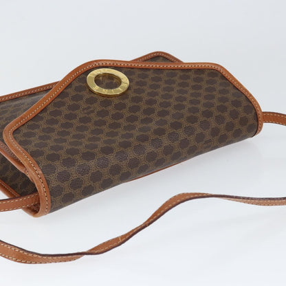 Celine Vintage Macadam Circle Logo Shoulder Bag Canvas and Leather, BROWN, CANVAS, Shoulder bag