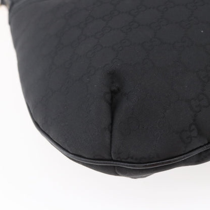 Gucci Hobo Shoulder Bag Canvas with Guccissima Leather, BLACK, CANVAS, Shoulder bag
